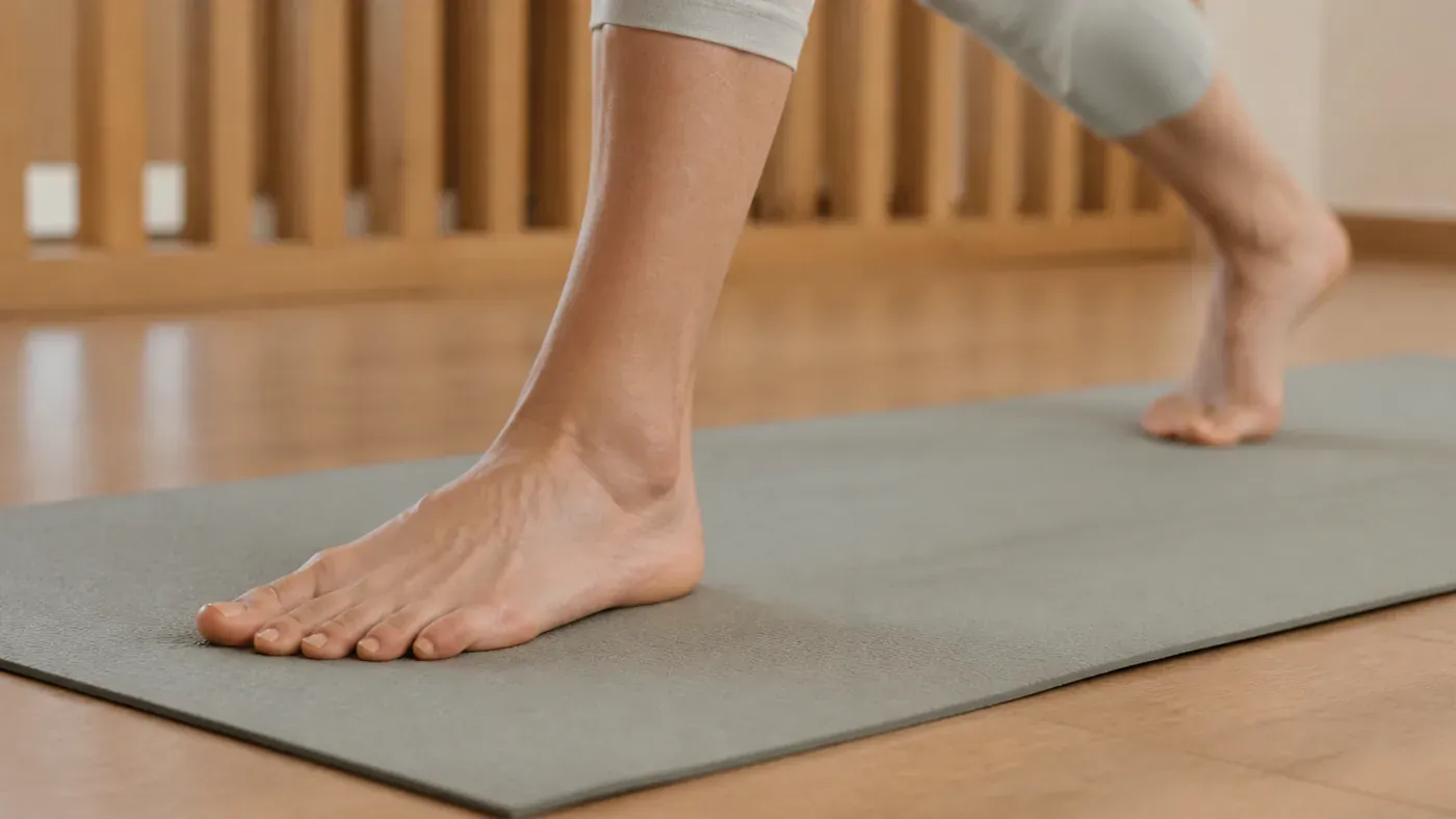 Piedi nudi a contatto con il tappetino durante una lezione di tai chi allo studio Fiorire in via Lazio a Pescara.